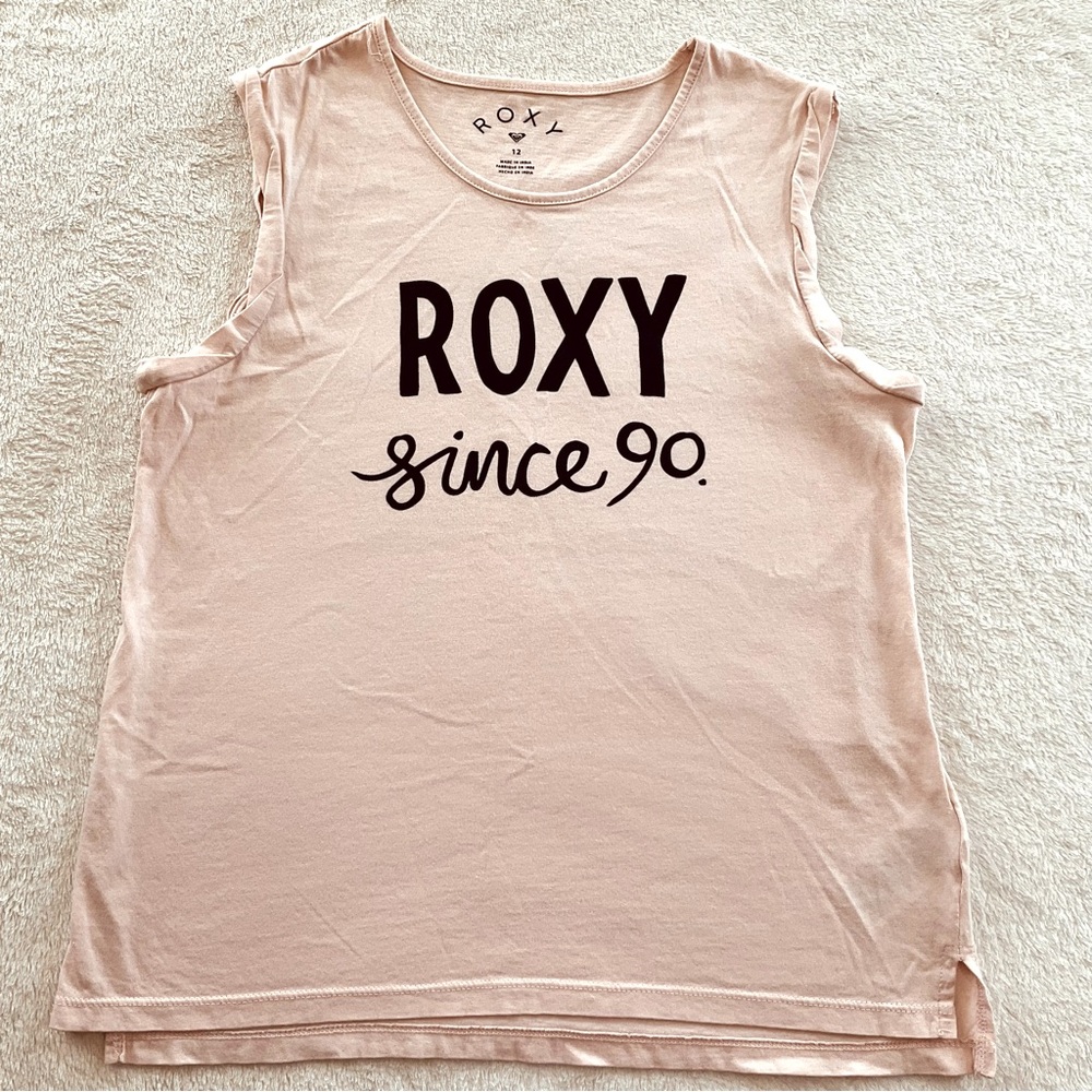 🌼4/$10🌼 ROXY Light Pink Graphic Tank Top | Twisted Shoulder Hem Accent | Girl 12